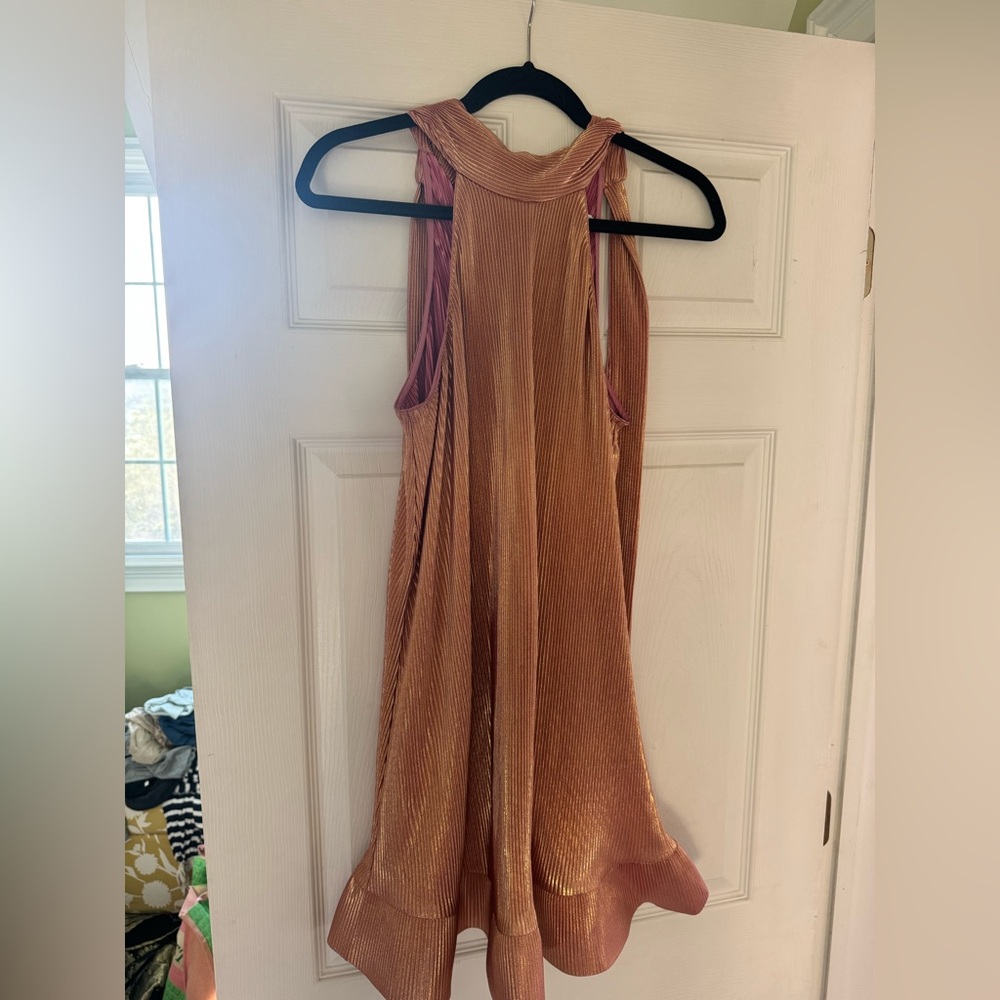 SAYLOR Rose Gold Pleated Dress